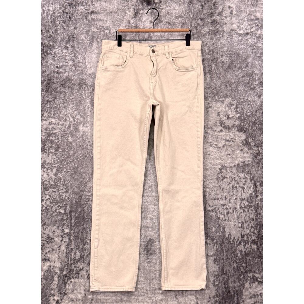 Faherty Slim Straight Denim Jeans 33 x 32 Mens Stone Ivory